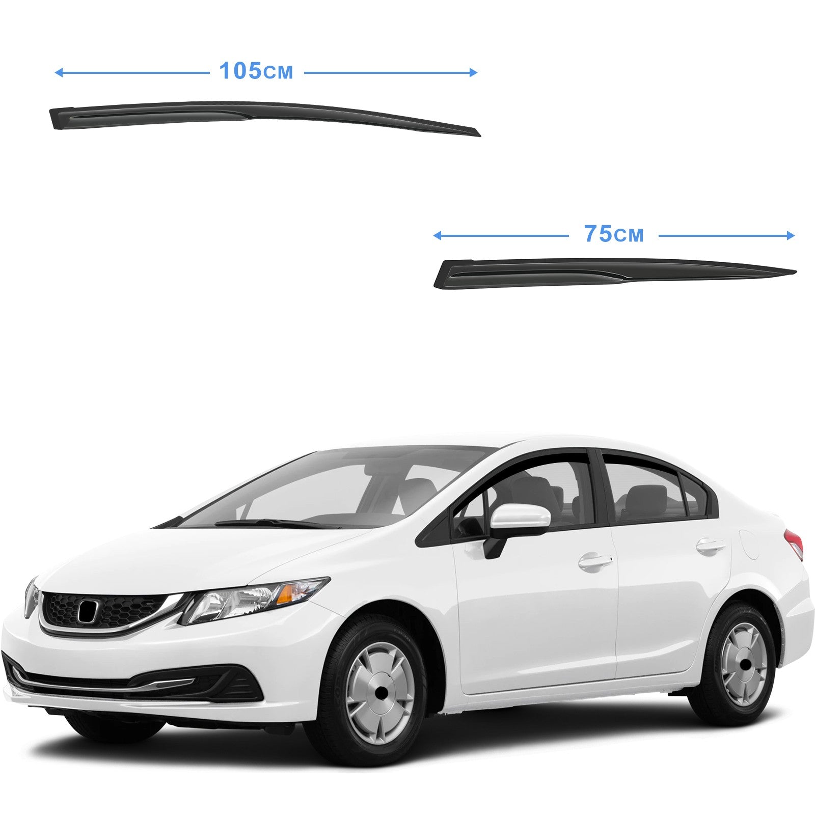 Window Visors Vent Rain Shades Sun Guards Deflectors For 12-15 Honda Civic Sedan 6B93BC-57