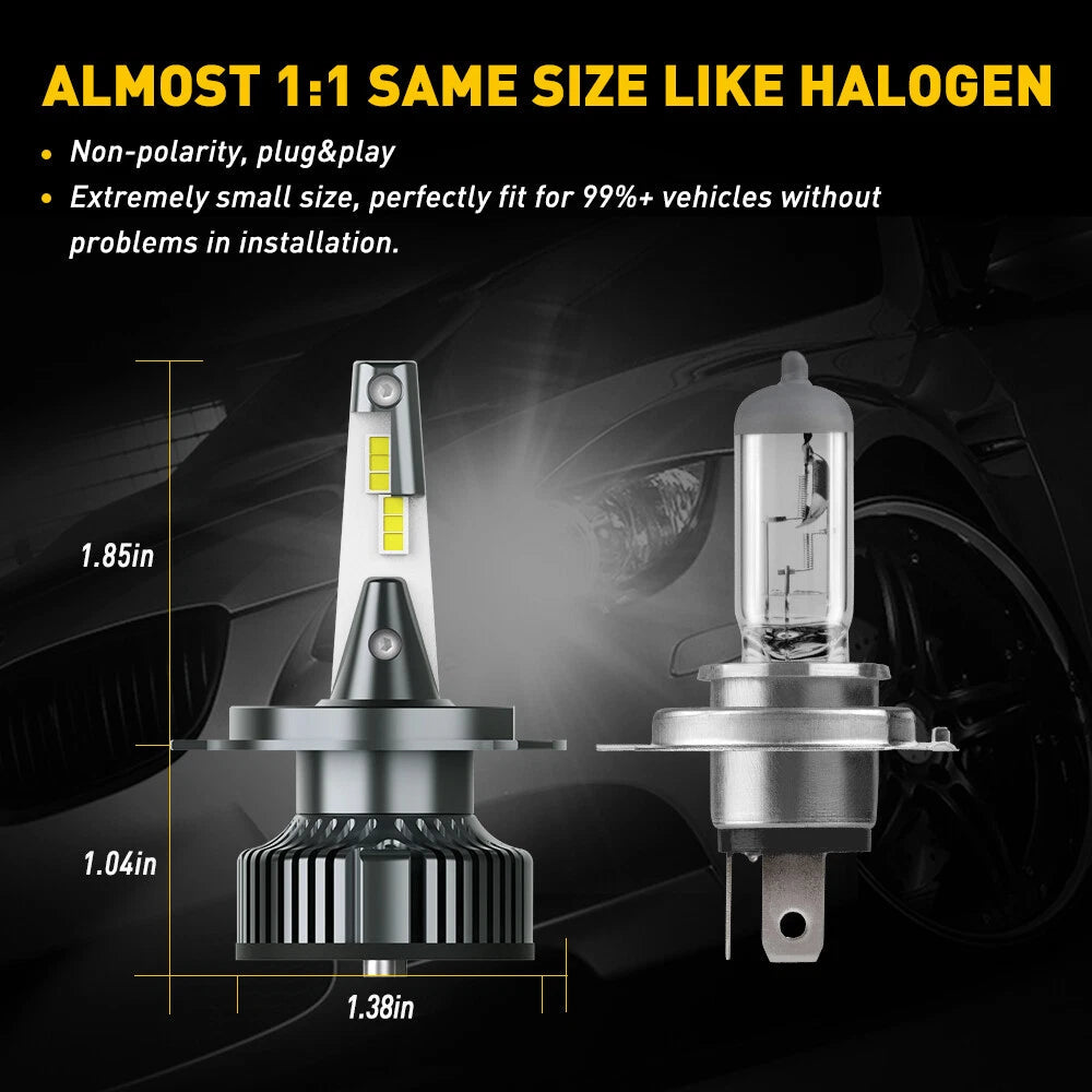 2X AUXITO H4 9003 HB2 16000LM LED Headlight High Low Beam 6500K Bulbs CANBUS Y13 AUXITO