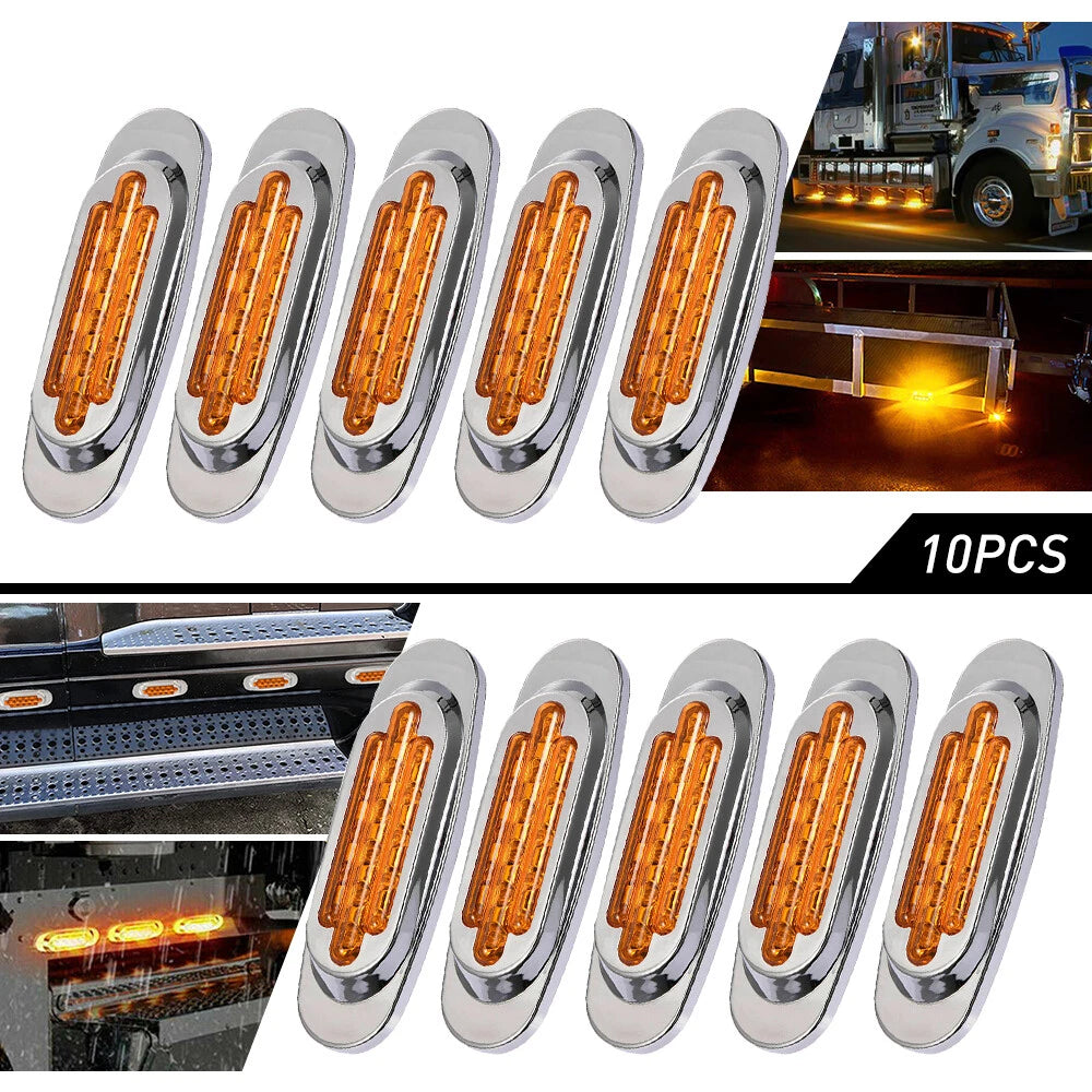 Marker Lights 6.5" LED Truck RV Trailer Oval Clearance Side Light Amber Red EOA 6B93BC-57