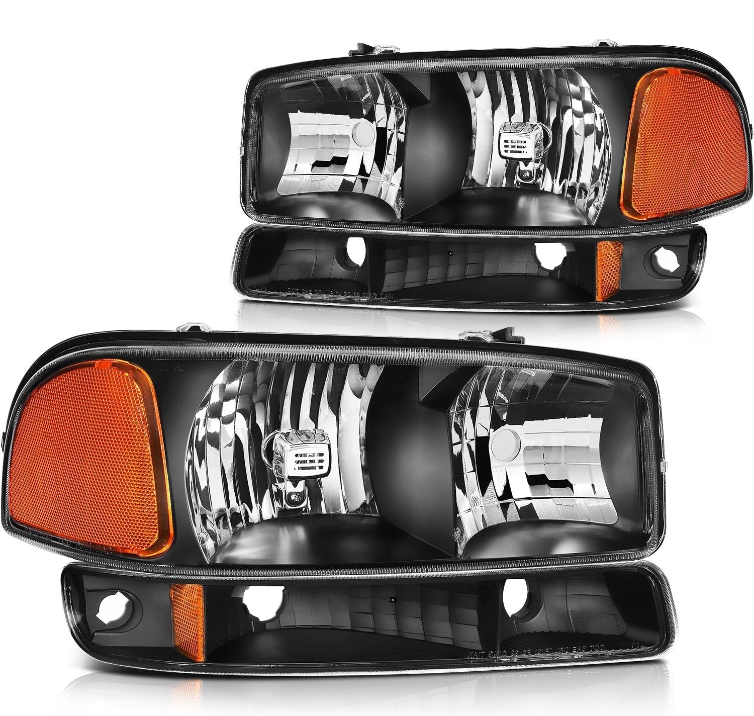 Pair Kit Headlights For 2000-2007 GMC Sierra Yukon XL 1500 2500HD 3500HD Black 6B93BC-57