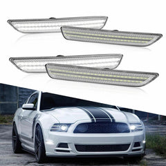 For 2010-14 Ford White Mustang LED Side Marker Light Lens Clear Front Rear 4pcs 6B93BC-57