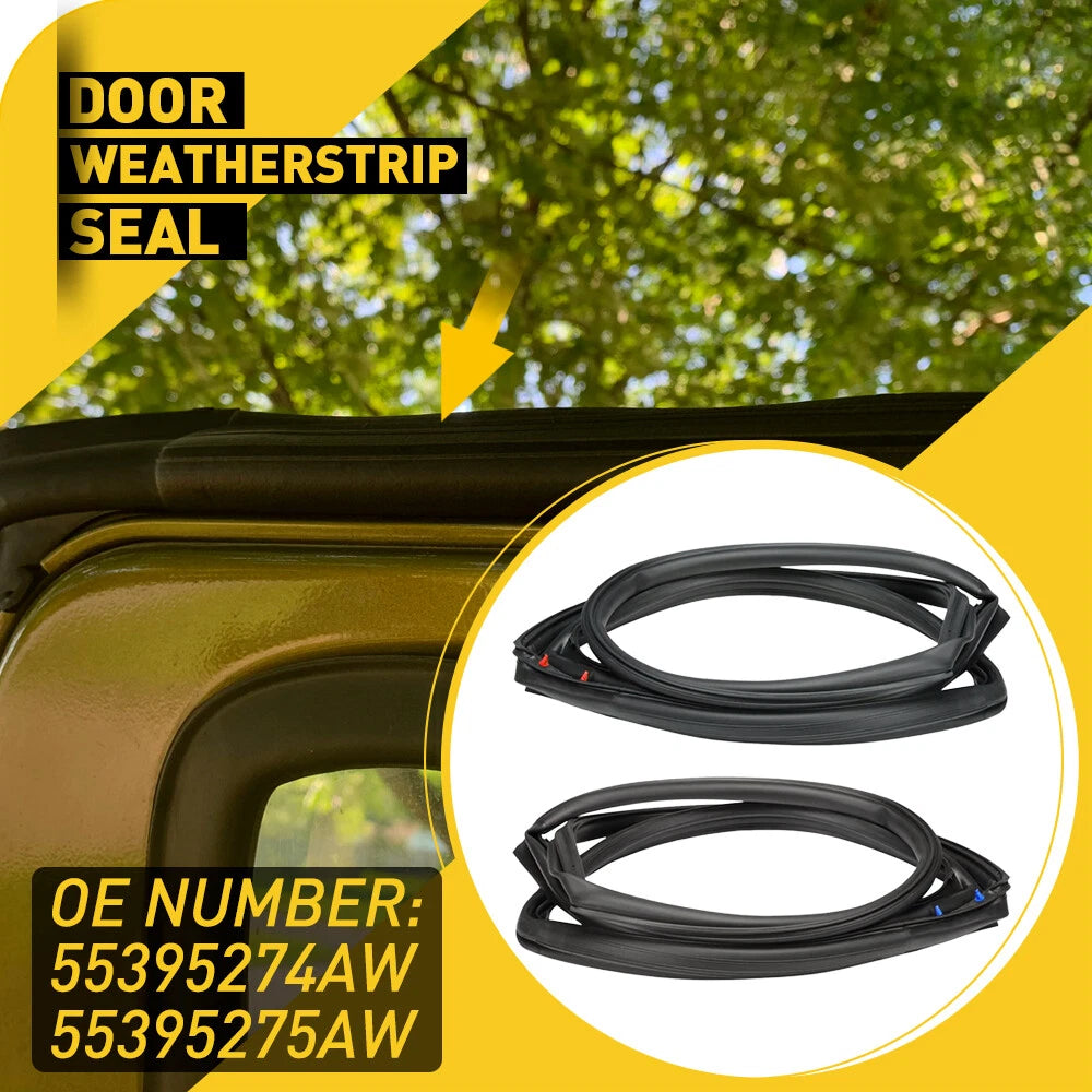 For 2007-2018 Jeep Wrangler Front Door Weatherstrip Seal LH RH Kit Pair USA EOA 6B93BC-57