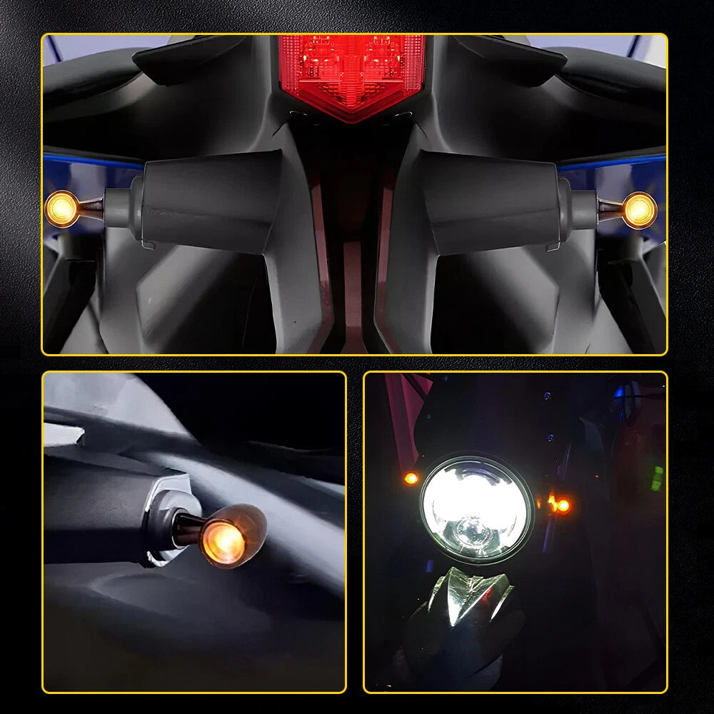 Mini Motorcycle LED Bullet Turn Signals Blinker Light Indicator Amber Black EOA 6B93BC-57