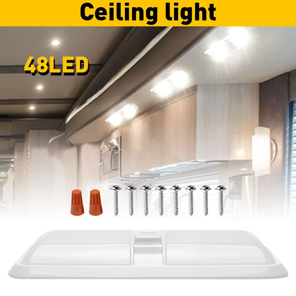 RV Interior 48 LEDs Light Ceiling Camper Trailer 11V-18V with 600LM Switch White 6B93BC-57