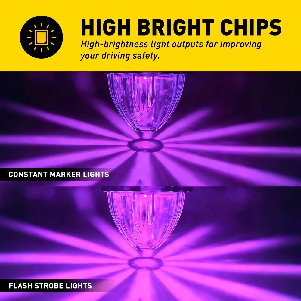 2x Purple LED Watermelon Marker Light Chrome Housings Waterproof Sealed 12-24V A 6B93BC-57