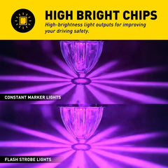 2x Purple LED Watermelon Marker Light Chrome Housings Waterproof Sealed 12-24V A 6B93BC-57