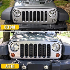 7pcs Front Grille Mesh Inserts For Accessories Jeep Wrangler JK JKU 2007-2018 A 6B93BC-57