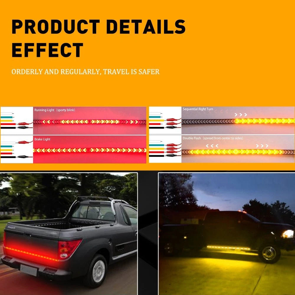 60" 528LED Truck Strip Tailgate Light Bar Brake Tail Flowing Turn Signal Red EOA 6B93BC-57