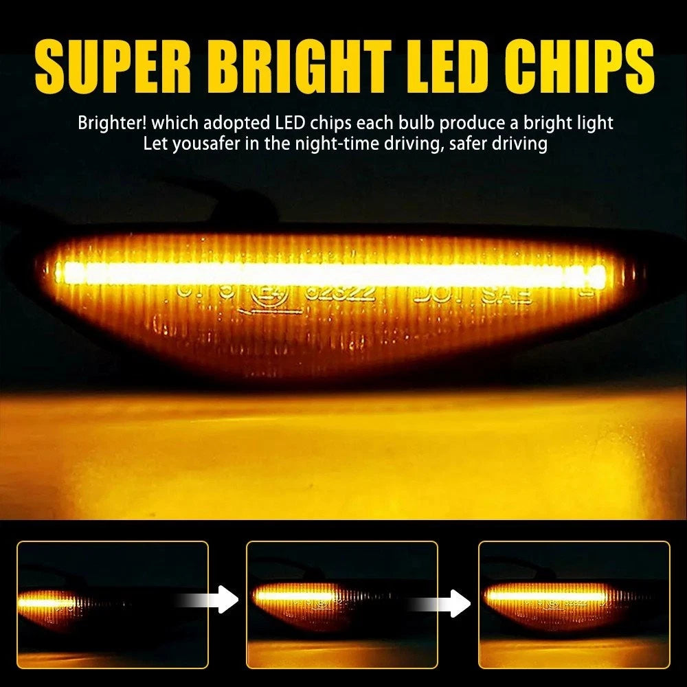 Pair Amber Sequential LED Side Light Marker Smoke For 2017-20 124 Fiat Spider EA 6B93BC-57