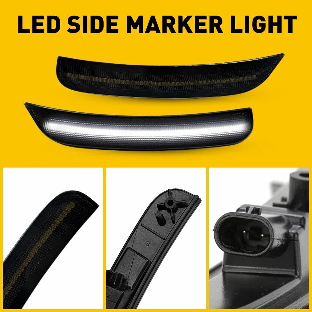For Chrysler 300 2015-2023 White LED Rear Side Marker Lights Lamps Smoked Lens A 6B93BC-57