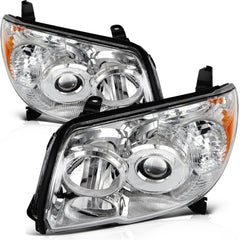 Pair Kit Halogen Headlights Assembly For 2006-2009 Toyota 4Runner Chrome Amber 6B93BC-57