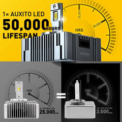 4PC AUXITO D5S Custom HID to LED Headlight Bulbs High Beam Low Beam Replacement AUXITO