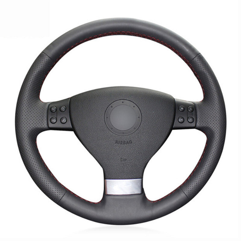 Leather Steering Wheel Hand-stitch on Wrap Cover For VW Golf 5 Mk5 Jetta Tiguan