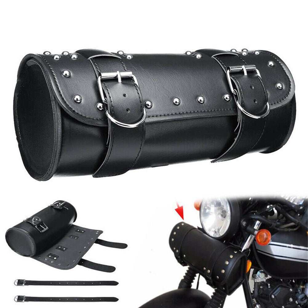 12'' Motorcycle Fork Tool Bag Storage Pouch Luggage Leather For Harley Davidson