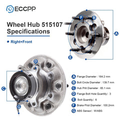 1Pc Wheel Hub Bearing Front Right RWD For Chevy Colorado ZQ8 Chassis 2004-2008 6B93BC-57