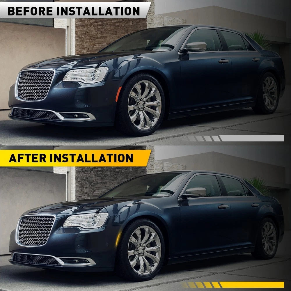 For 2015-up Chrysler 300 300C Front Bumper Side Marker Lamps Lights Amber Lens A 6B93BC-57