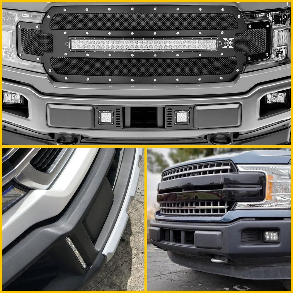 Front Bumper Cover Pads Pair & License Plate Bracket for Set Ford F150 2018-2020 6B93BC-57