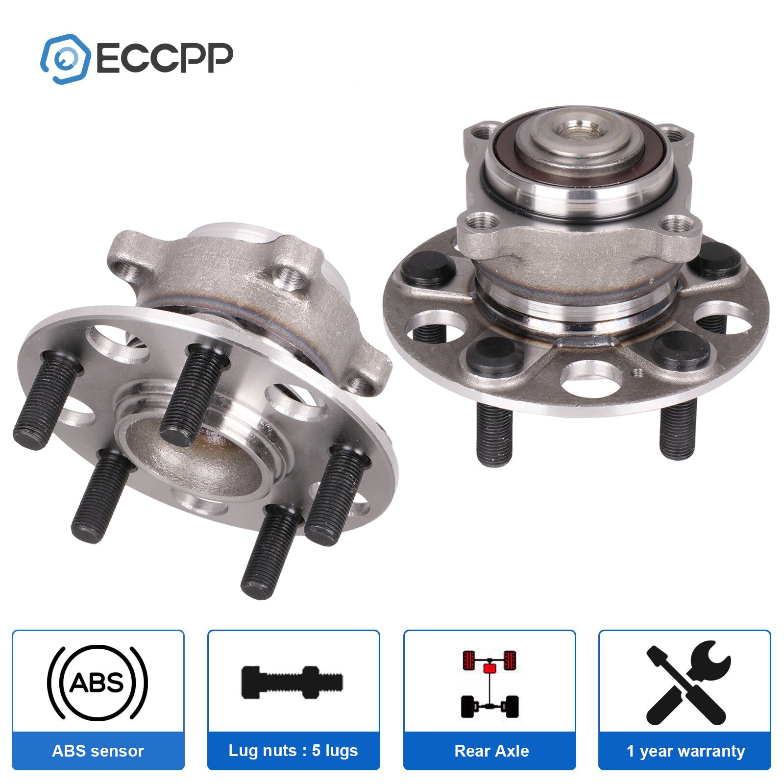 2Pcs Wheel Hub Bearings Assembly Rear FWD For 2009-2014 Acura TL Base Sedan 3.5L 6B93BC-57