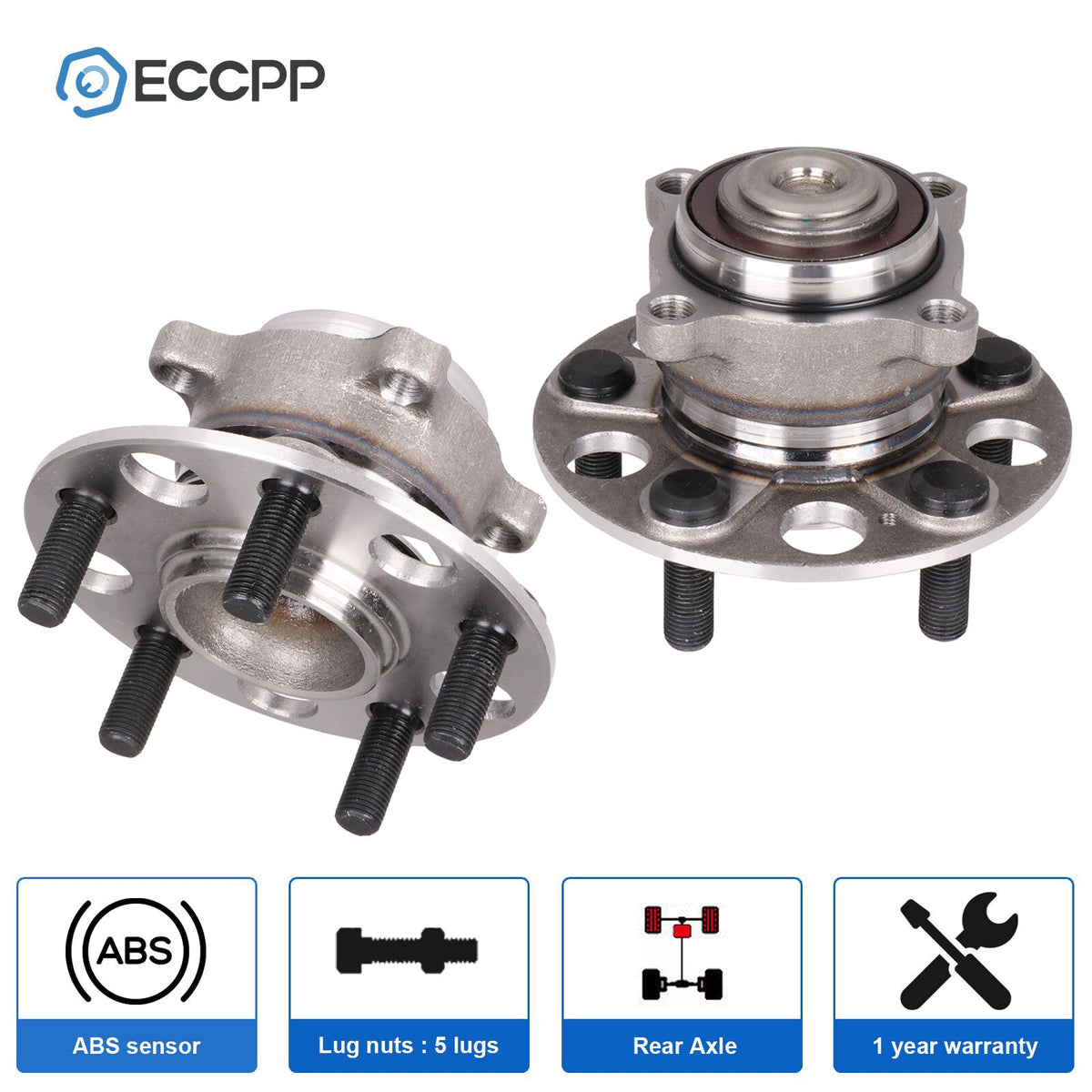 2Pcs Wheel Hub Bearings Assembly Rear FWD For 2009-2014 Acura TL Base Sedan 3.5L 6B93BC-57