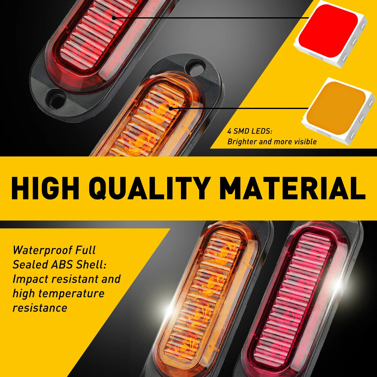 4-LED Side Marker Amber Red Lights Clearance Light Truck Trailer RV Waterproof A 6B93BC-57