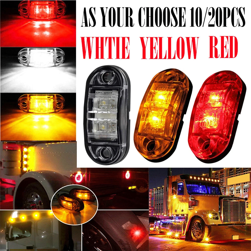 10/20X 2.5"Oval LED Clearance Side Marker Lights Truck Trailer RV Amber/Red EOA 6B93BC-57