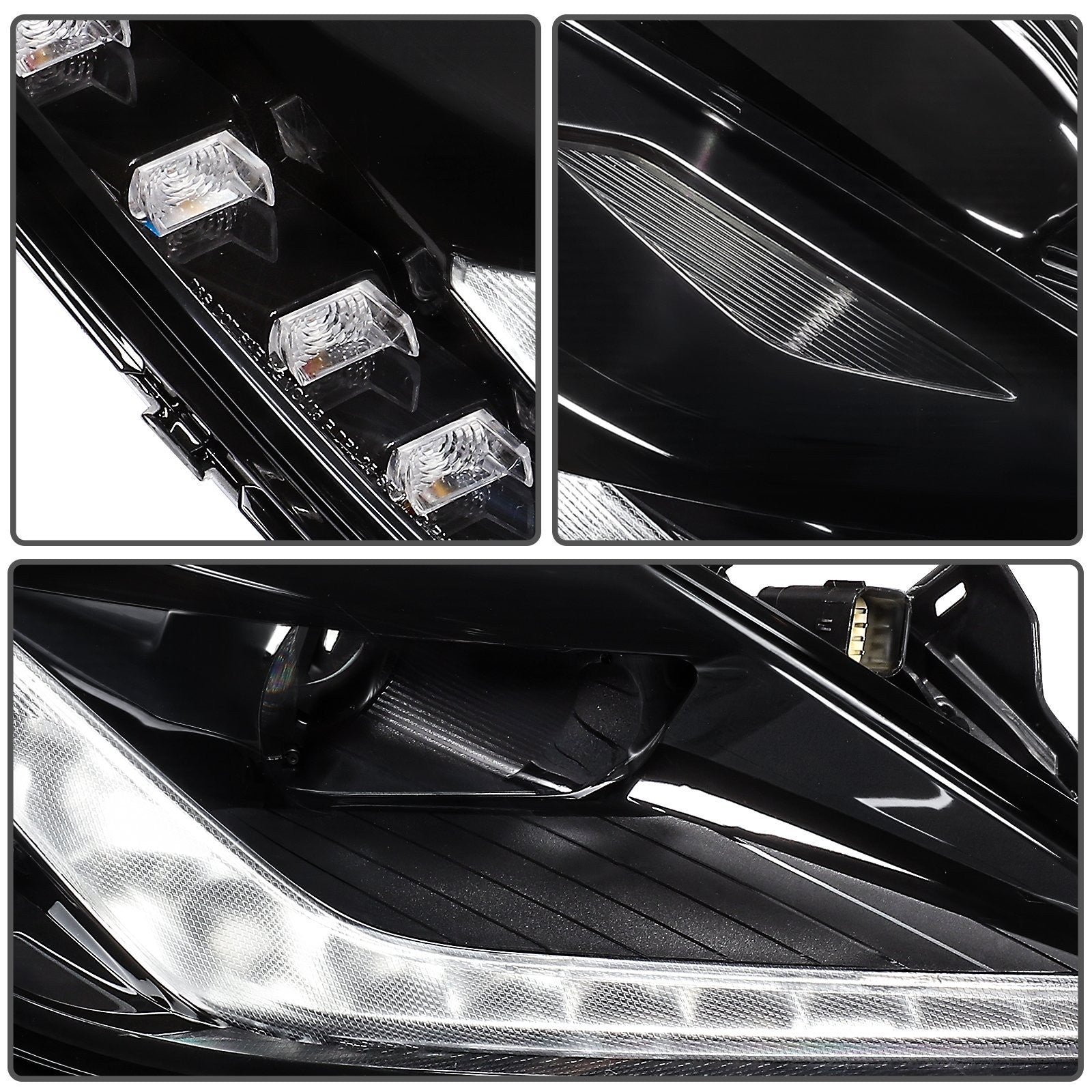 Pair Full LED Headlights Assembly For 2014-2019 Chevrolet Corvette 6.2L Black KOEEP