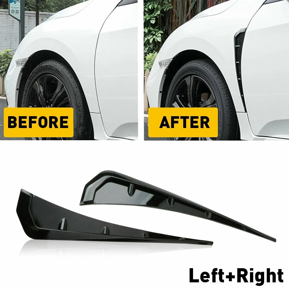 For 2016-2021 Civic Honda Glossy Black ABS Side Fender Vent Air Wing Cover Trim 6B93BC-57
