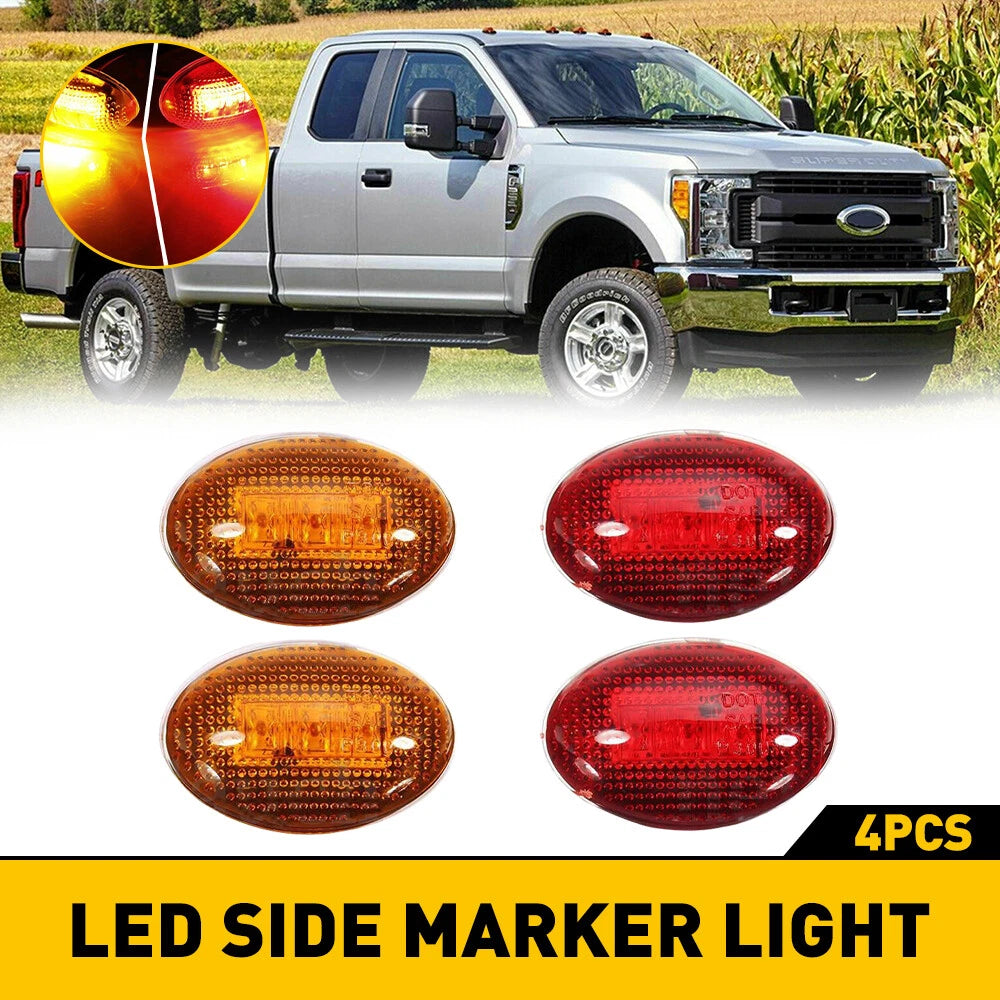 For Ford F350 F450 F550 Dually Bed Side Marker Fender LED Bed Light Amber Red 4x 6B93BC-57