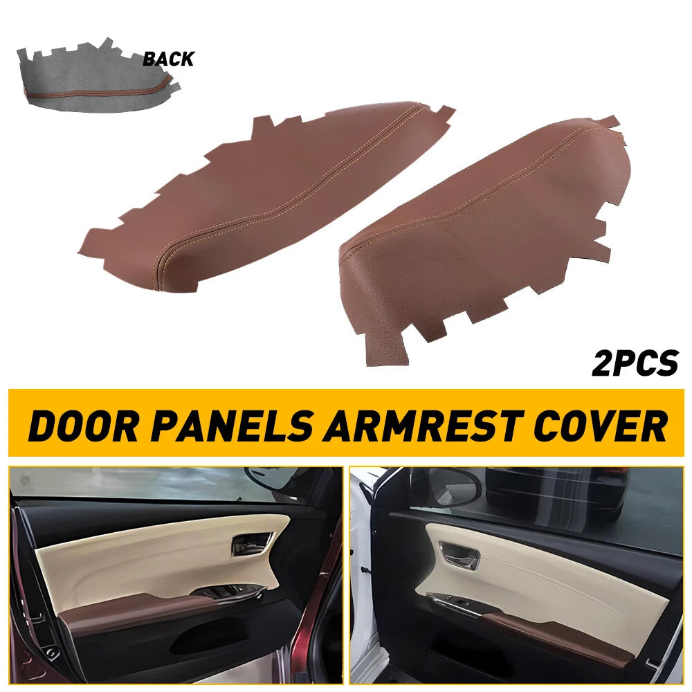 2Pc For 2013 2014 Toyota 2015-2018 Avalon Leather Armrest Door Panel Cover Brown 6B93BC-57
