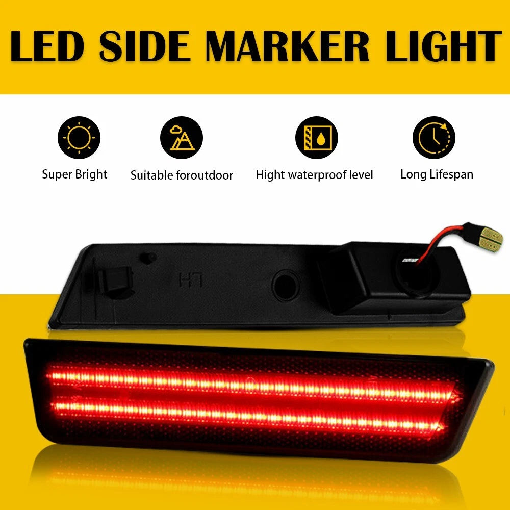 For 2011-2014 Dodge Charger Red Lens LED Rear Bumper Side Marker Light Lamp Pair 6B93BC-57
