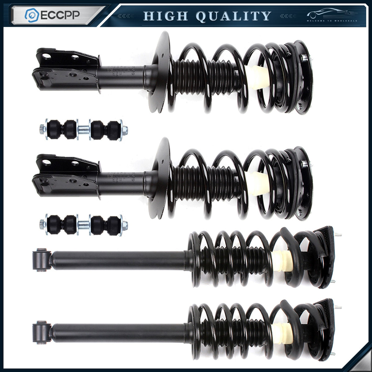 Front Rear Strut Assembly + Sway Bar for 99-05 Pontiac Sunfire Chevy Cavalier