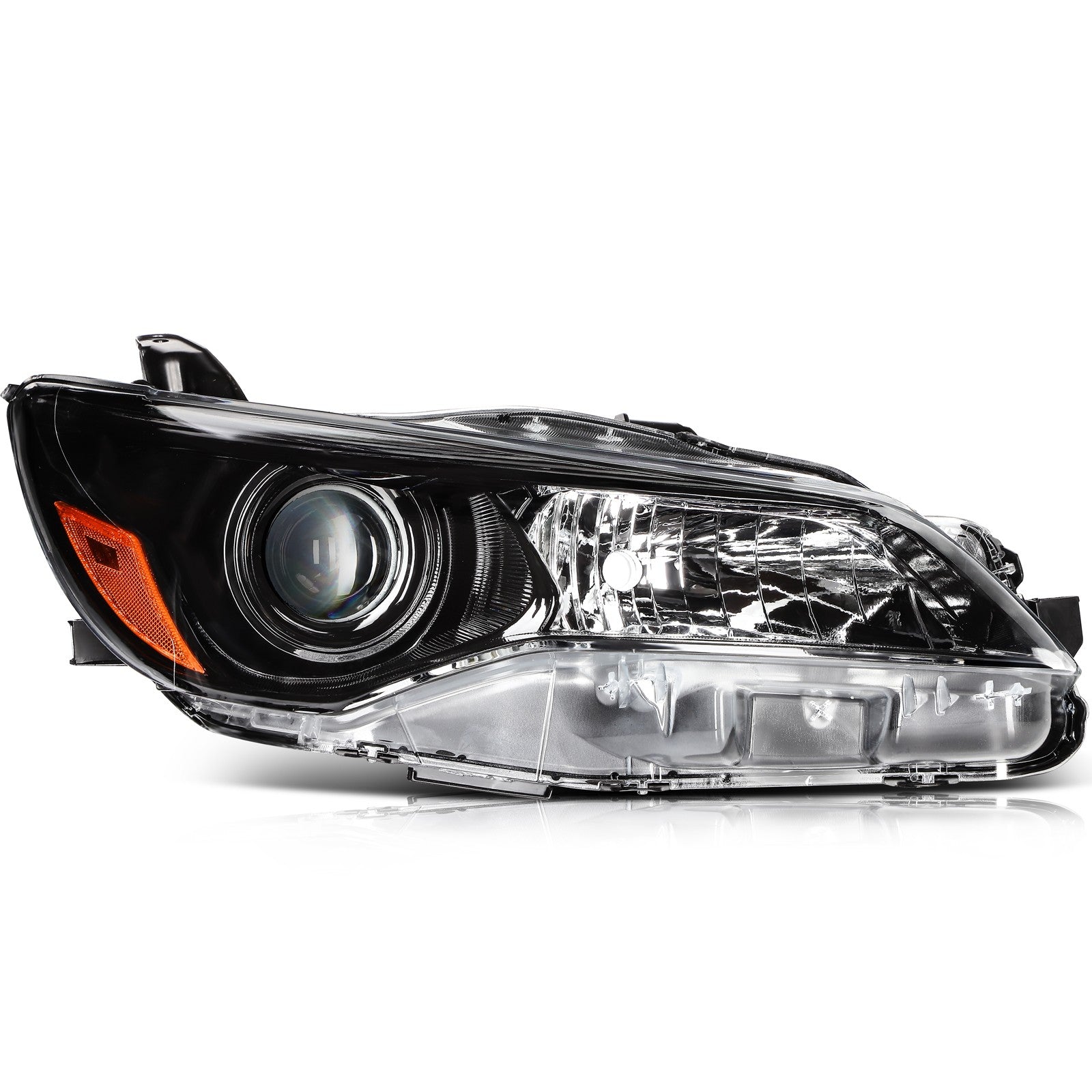 ECCPP Headlights Assembly For Toyota Camry 2.5L 3.5L 2015-2017 Pair Black Amber 6B93BC-57