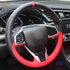 Top Leather Steering Wheel Hand-stitch on Wrap Cover For Honda Civic 10th CRV 17