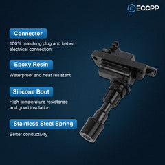 ECCPP 4 Ignition Coils For 1.8L I4 Mazda Miata 2001 2002 2003 2004 2005
