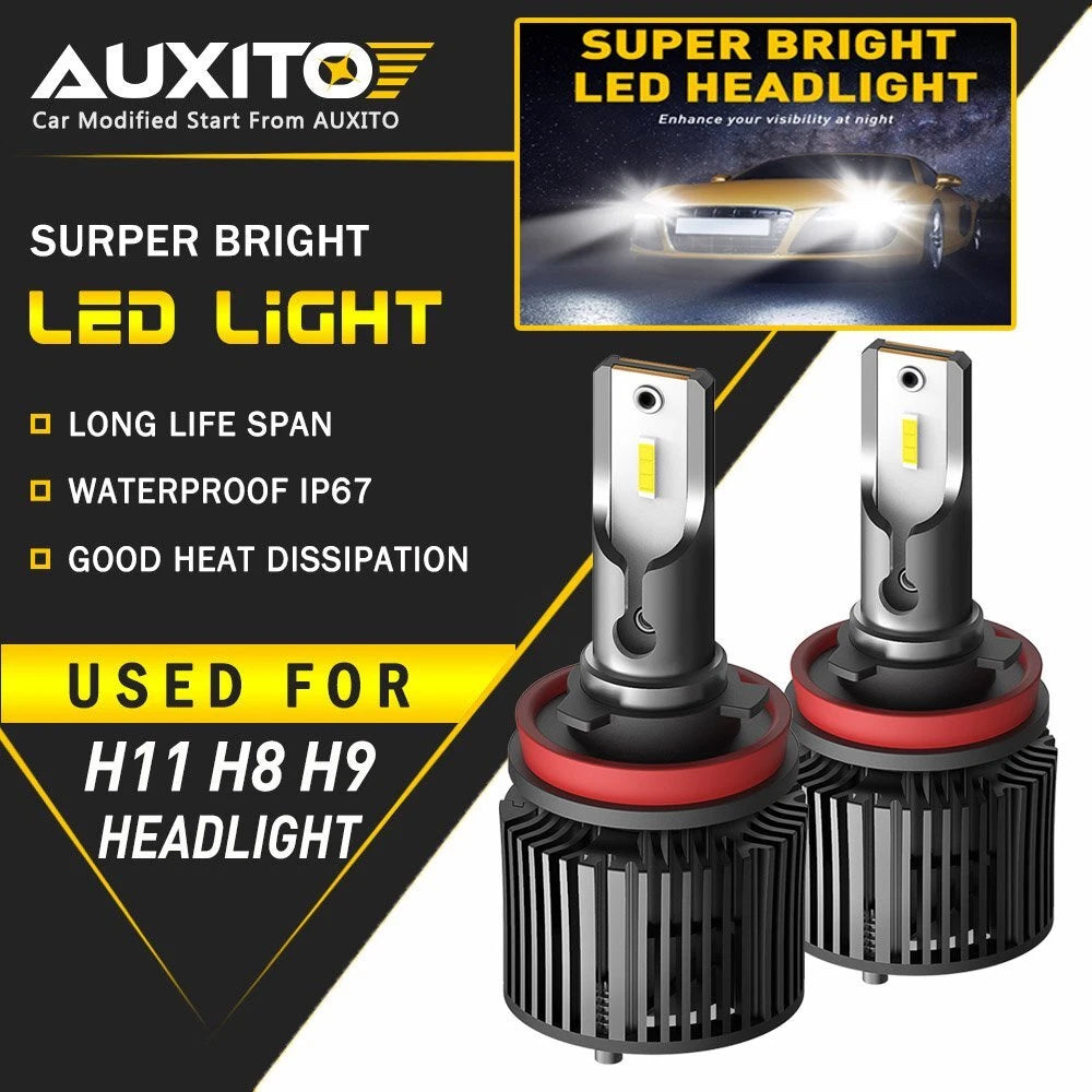 AUXITO H8 H9 H11 LED Headlight Bulbs Error Free 6000K Lighting Low Beam X1 EOA AUXITO