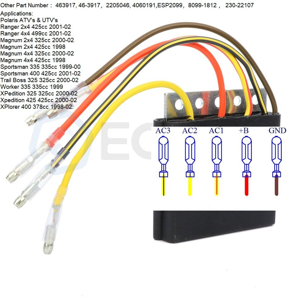 ECCPP 3Pcs Rectifier Regulator Fits POLARIS SPORTSMAN 335 400 1999-2002 ECCPP