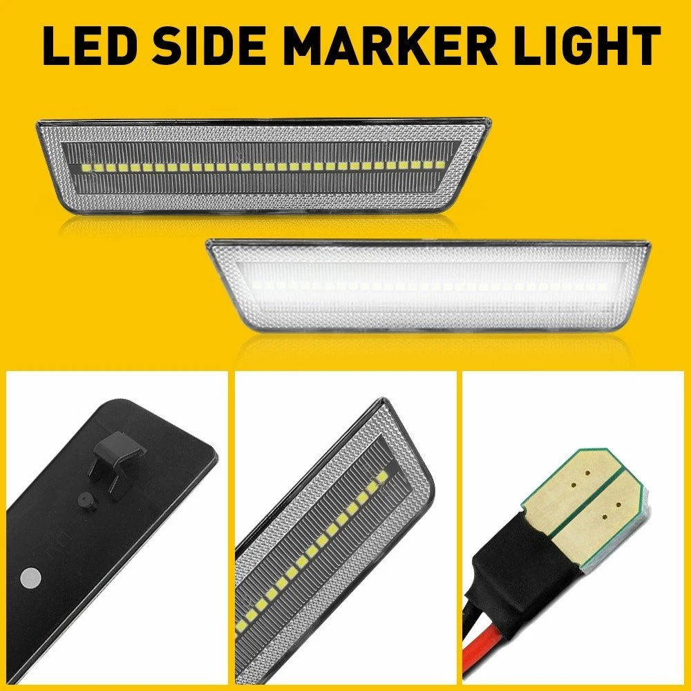 Clear Lens White LED Lights Front Side Marker Lamps For 08-14 Dodge Challenger A 6B93BC-57
