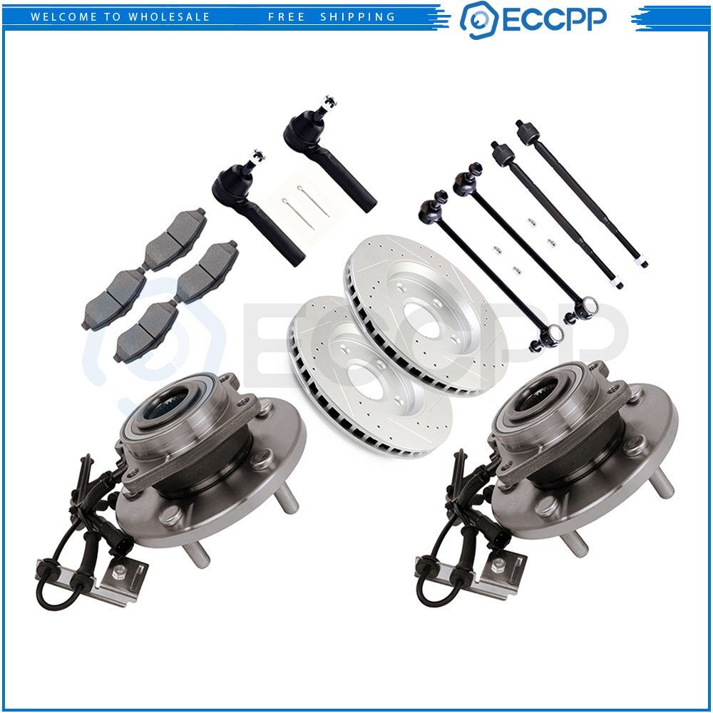 Front Suspension Wheel Hub Bearing + Brake Rotor Pad For 2008-2016 Grand Caravan 6B93BC-57