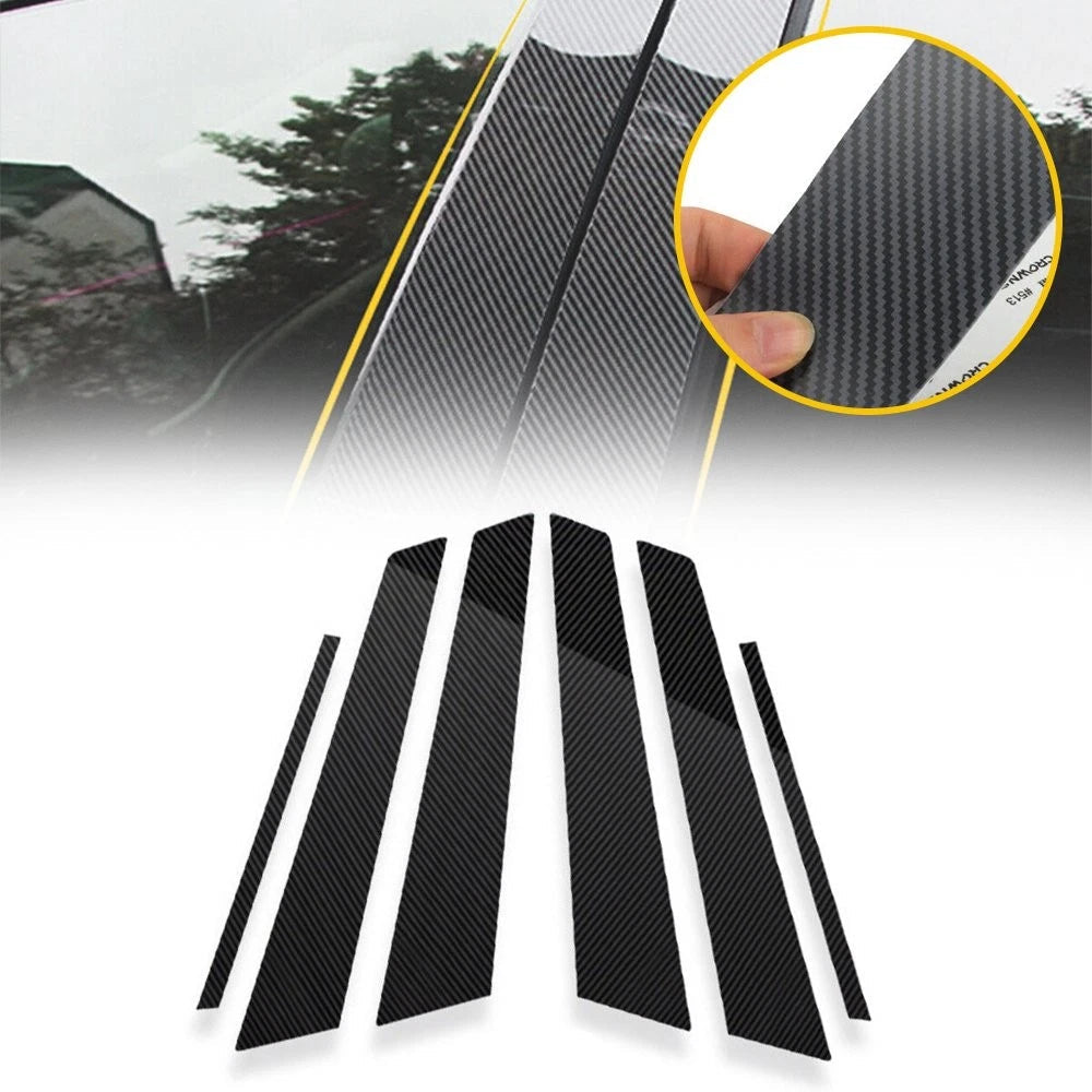 6x Carbon Car Style Fiber Door Pillar Trim Posts Cover For Honda Civic 06-11 EOA 6B93BC-57