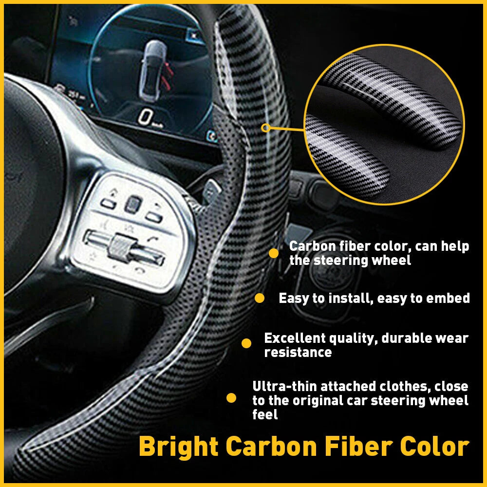 Carbon Fiber Car Steering Wheel Booster Cover Car Accessories For 15"/37-38CM EA 6B93BC-57