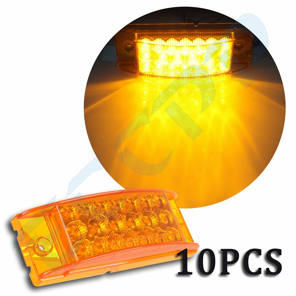 10X 6" Rectangular Side Marker Clearance Light Sealed 20Diodes Reflector Amber 6B93BC-57