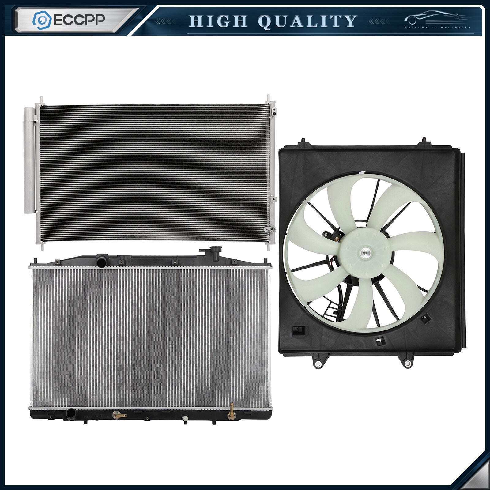 Electric Radiator Condenser Cooling Fan Kit For 11 2012 2013-2017 Honda Odyssey 6B93BC-57