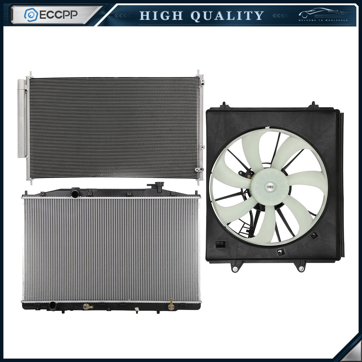 Electric Radiator Condenser Cooling Fan Kit For 11 2012 2013-2017 Honda Odyssey 6B93BC-57