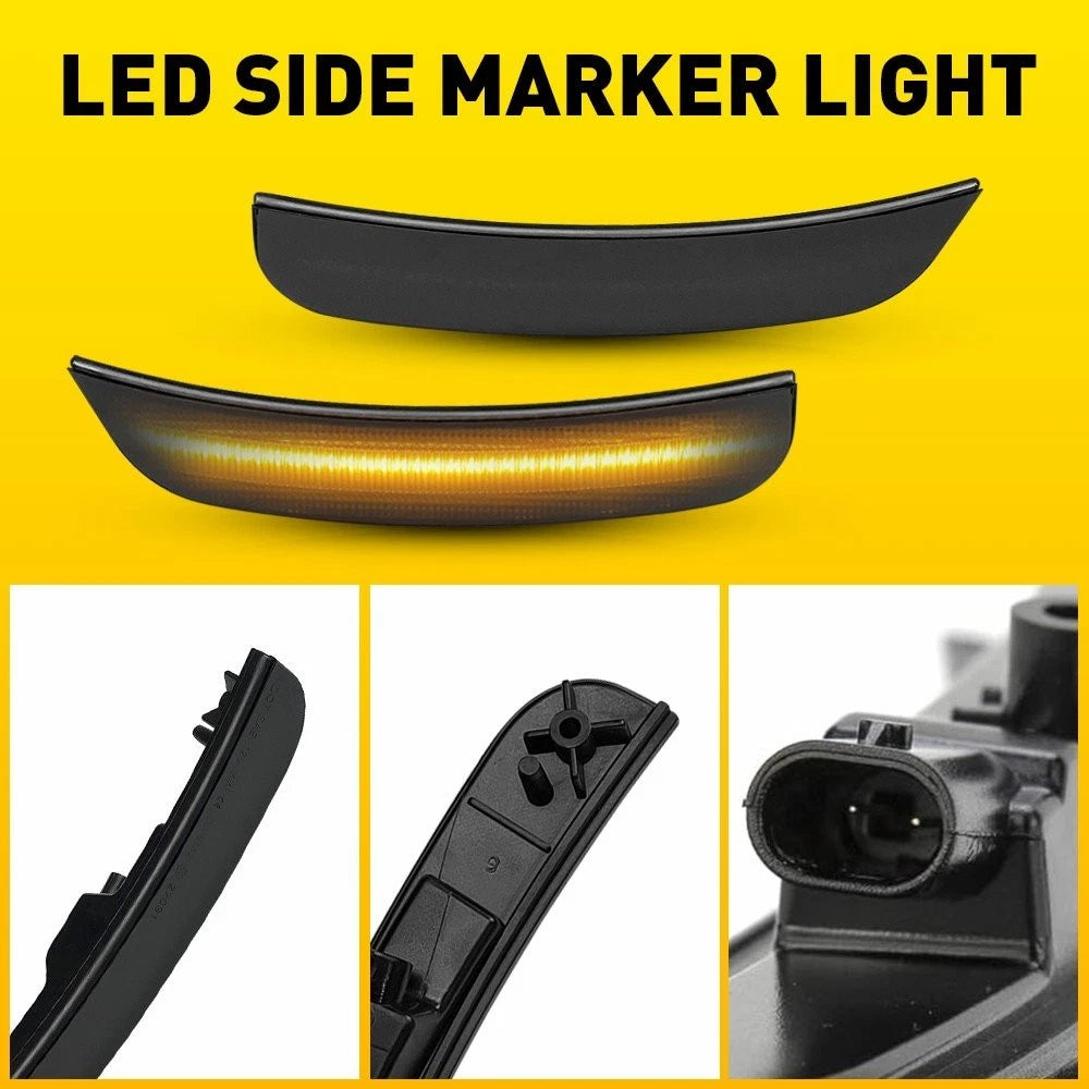 For 2015-2023 Chrysler 300 Smoked Lens LED Front Bumper Side Marker Lights Amber 6B93BC-57