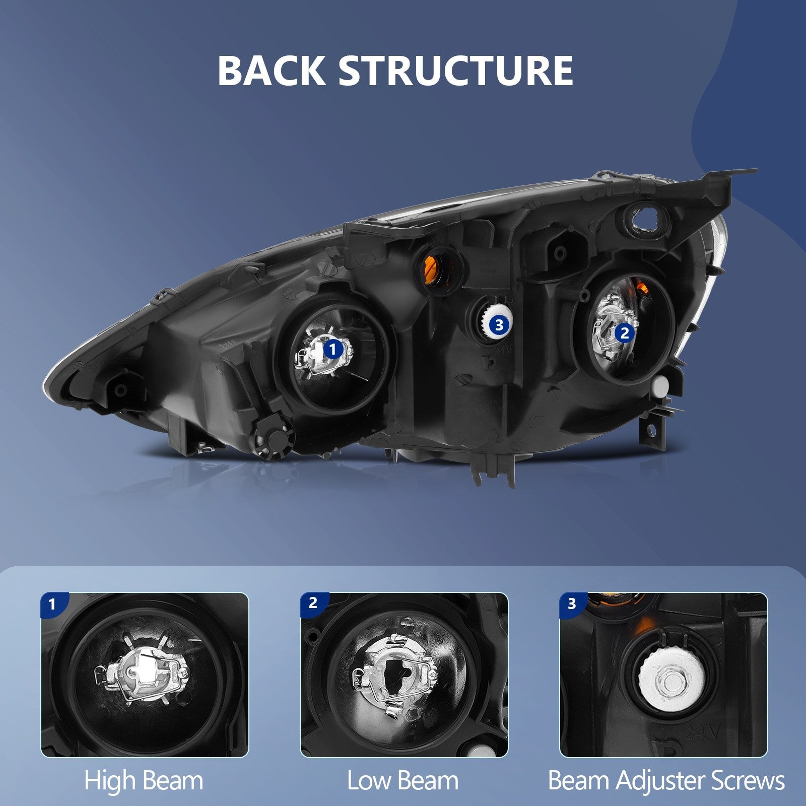 Headlights Assembly Kit For 02-04 Acura RSX DC5 Replacement Driving Lamps Pair KOEEP