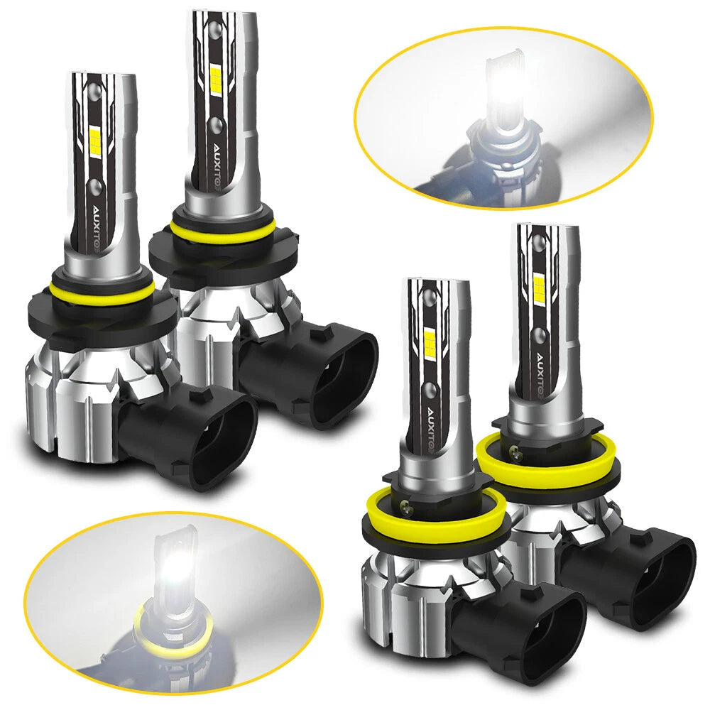 4X Auxito H11 9005 LED Headlight Bulbs High Low Beam Super Bright 48000lm E2 EOA AUXITO