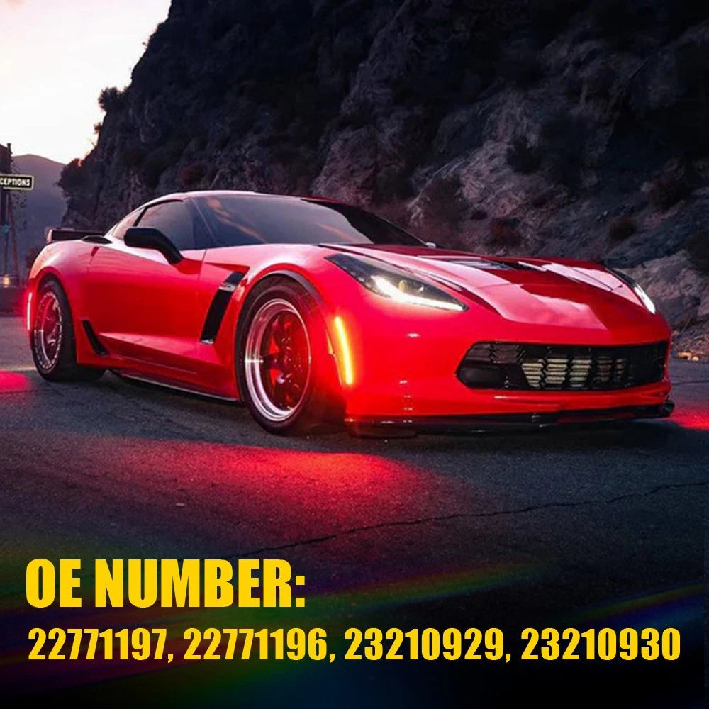 Set For 14-19 Chevy Corvette C7 Full LED Clear Turn Signal Side Marker Lights EA 6B93BC-57