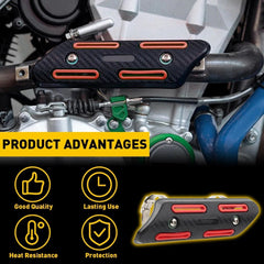 Exhaust Muffler Pipe Heat Shield Cover Guard Heel Universal Black Motorcycle Red 6B93BC-57