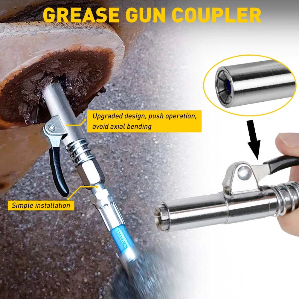 Grease Gun Coupler Locks Onto Zerk Fittings Grease Goes in 1/8” NPT No Leak EOA 6B93BC-57