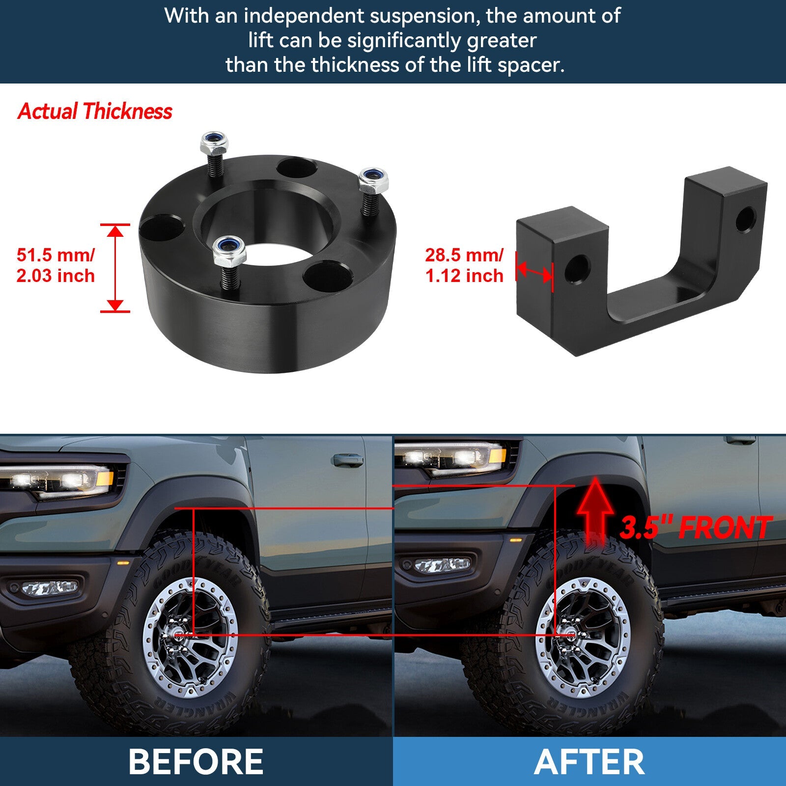 3.5" Front & 1.5" Rear Leveling Lift Kit For Chevrolet Tahoe GMC Yukon 2007-2020 6B93BC-57